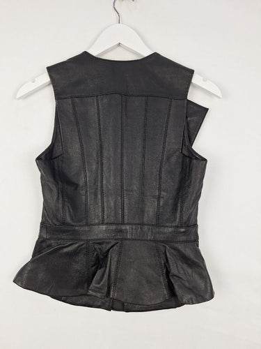 Second-Hand - BCBGMAXAZRIA Zip Up Fold Out Leather Vest Size XS - SwapUp