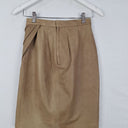 Second-Hand - Scanlan Theodore Leather Pleated Draped Midi Skirt Size 6 - SwapUp