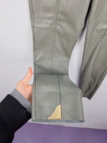Second-Hand - Aje Muted Taupe Faux Leather Cargo Pants Size 6 - SwapUp