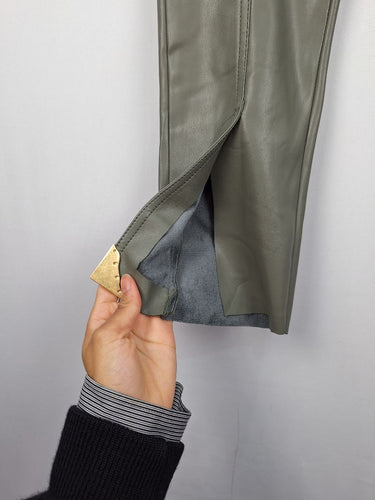 Second-Hand - Aje Muted Taupe Faux Leather Cargo Pants Size 6 - SwapUp