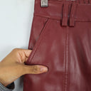 Second-Hand - Aje Wine Faux Leather Cargo Pants Size 6 - SwapUp