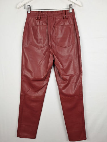 Second-Hand - Aje Wine Faux Leather Cargo Pants Size 6 - SwapUp
