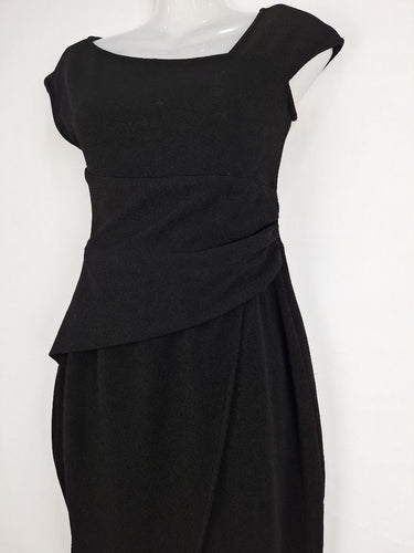 Second-Hand - Sacha Drake Black Asymmetrical Midi Dress Size 8 - SwapUp