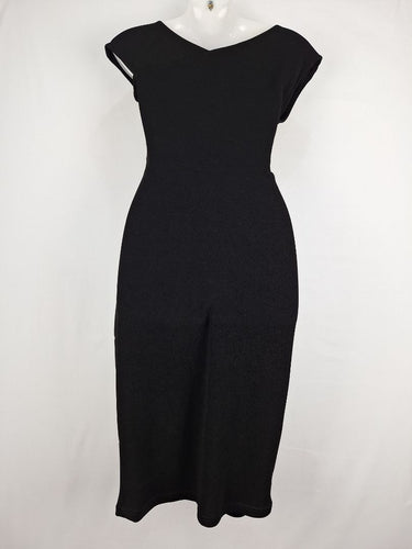 Second-Hand - Sacha Drake Black Asymmetrical Midi Dress Size 8 - SwapUp