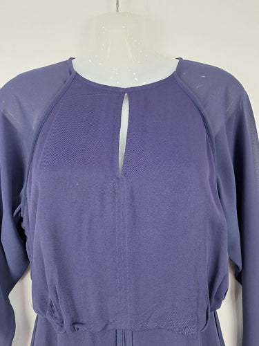 Second-Hand - Reiss Indigo Maxi Sheer Shift Dress Size 8 - SwapUp