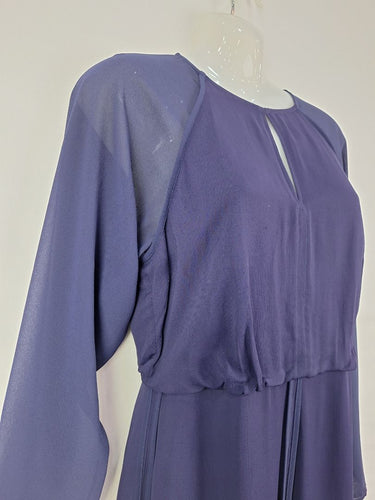 Second-Hand - Reiss Indigo Maxi Sheer Shift Dress Size 8 - SwapUp