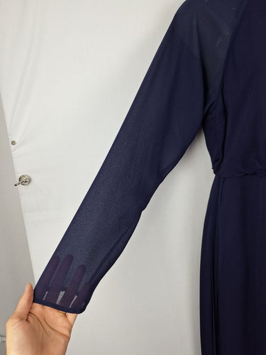 Second-Hand - Reiss Indigo Maxi Sheer Shift Dress Size 8 - SwapUp