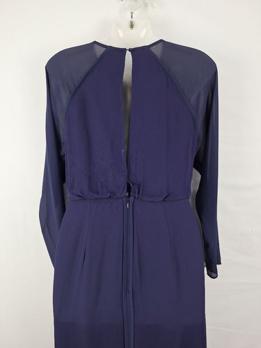 Second-Hand - Reiss Indigo Maxi Sheer Shift Dress Size 8 - SwapUp