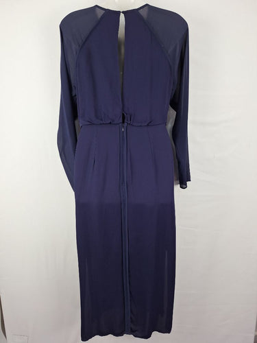 Second-Hand - Reiss Indigo Maxi Sheer Shift Dress Size 8 - SwapUp