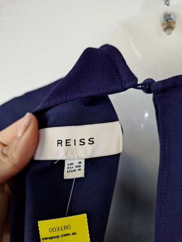 Second-Hand - Reiss Indigo Maxi Sheer Shift Dress Size 8 - SwapUp