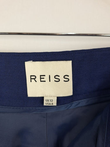 Second-Hand - Reiss Blue Wool Blend Tapered Leg Pants Size 12 - SwapUp