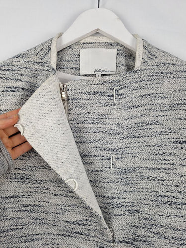 Second-Hand - Phillip Lim Grey Linen Blend Structured Jacket Size 8 - SwapUp