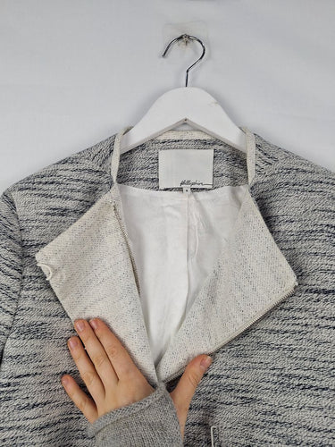 Second-Hand - Phillip Lim Grey Linen Blend Structured Jacket Size 8 - SwapUp