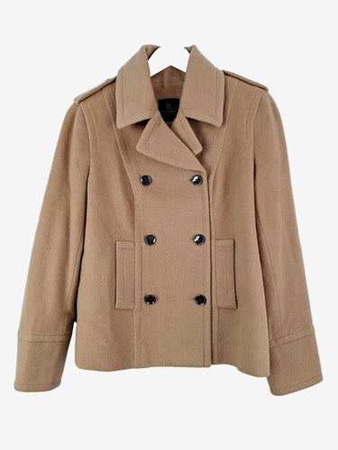David Lawrence Camel Wool Cashmere Blend Box Fit Jacket Size 12