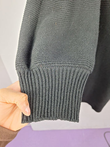 Second-Hand - Bohemian Oversized Crew Neck Ribbed Winter Midi Dress Size L - SwapUp