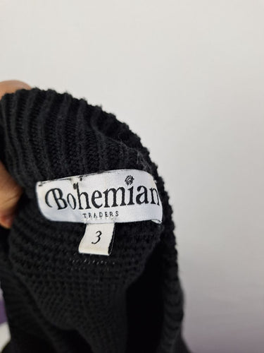 Second-Hand - Bohemian Oversized Crew Neck Ribbed Winter Midi Dress Size L - SwapUp