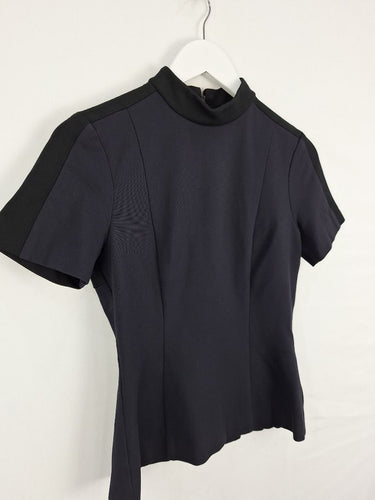 Second-Hand - Cue Tailored High Neck Two Tone Office Top Size 8 - SwapUp