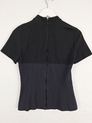 Second-Hand - Cue Tailored High Neck Two Tone Office Top Size 8 - SwapUp