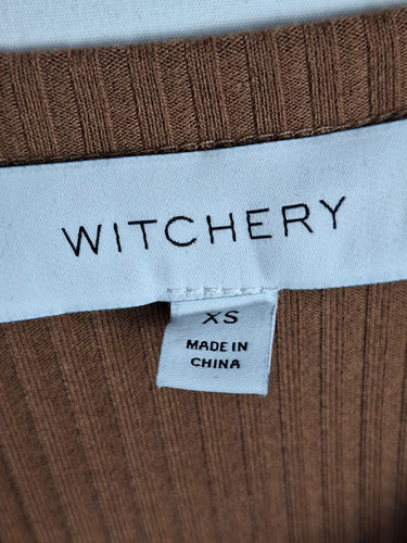 Second-Hand - Witchery Mocha High Neck Ribbed Maxi Dress Size XS - SwapUp