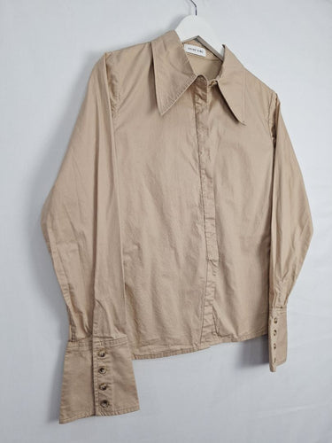 Second-Hand - Anine Bing Latte Split Front Shirt Size S - SwapUp