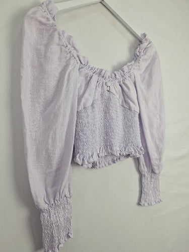 Second-Hand - Faithfull The Brand Lavender Linen Peasant Top Size 8 - SwapUp