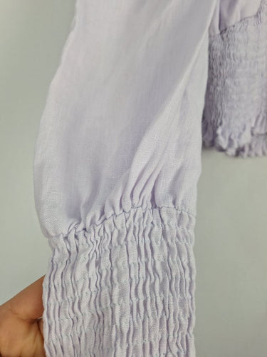Second-Hand - Faithfull The Brand Lavender Linen Peasant Top Size 8 - SwapUp