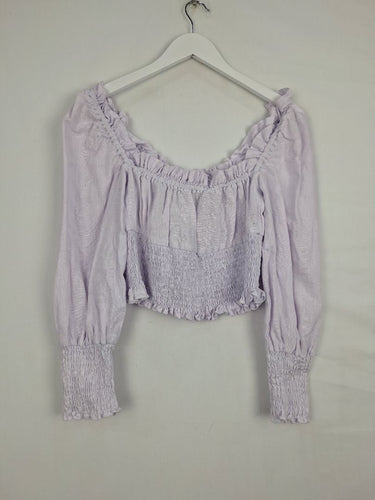 Second-Hand - Faithfull The Brand Lavender Linen Peasant Top Size 8 - SwapUp