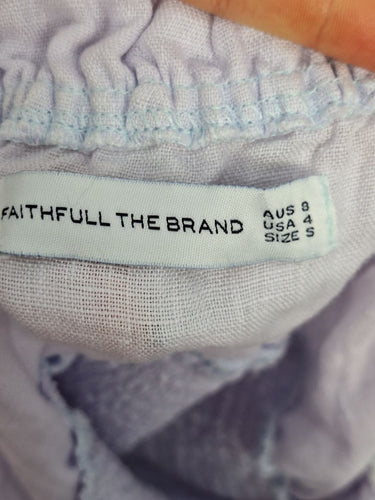 Second-Hand - Faithfull The Brand Lavender Linen Peasant Top Size 8 - SwapUp
