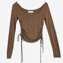 Second-Hand - Style Addict Side Ruched Peanut Longsleeve Top Size S - SwapUp