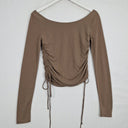 Second-Hand - Style Addict Side Ruched Peanut Longsleeve Top Size S - SwapUp