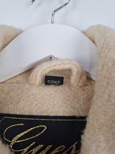 Second-Hand - Guess Vintage Wool Blend Cream Gold Buttons Coat Size S - SwapUp