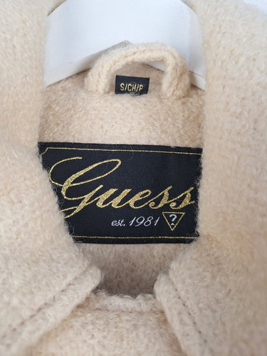 Second-Hand - Guess Vintage Wool Blend Cream Gold Buttons Coat Size S - SwapUp