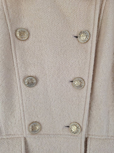 Second-Hand - Guess Vintage Wool Blend Cream Gold Buttons Coat Size S - SwapUp