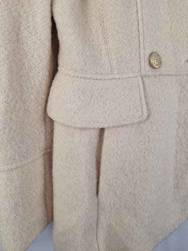 Second-Hand - Guess Vintage Wool Blend Cream Gold Buttons Coat Size S - SwapUp