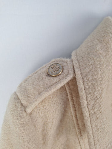 Second-Hand - Guess Vintage Wool Blend Cream Gold Buttons Coat Size S - SwapUp