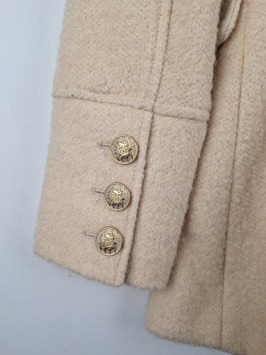 Second-Hand - Guess Vintage Wool Blend Cream Gold Buttons Coat Size S - SwapUp