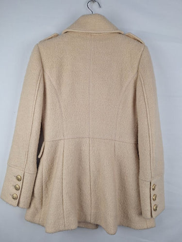 Second-Hand - Guess Vintage Wool Blend Cream Gold Buttons Coat Size S - SwapUp