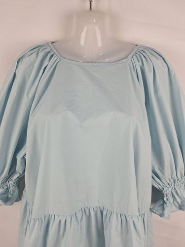Second-Hand - Seed Baby Blue Puff Sleeve Mini Dress Size 10 - SwapUp