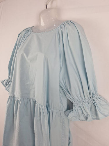 Second-Hand - Seed Baby Blue Puff Sleeve Mini Dress Size 10 - SwapUp