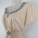 Second-Hand - Kachel Cream Silk Beaded Flowy Sleeve Mini Dress Size 10 - SwapUp