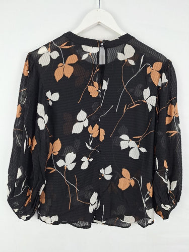 Second-Hand - Veronika Maine Semi Sheer Textured Leafy Blouse Size 6 - SwapUp