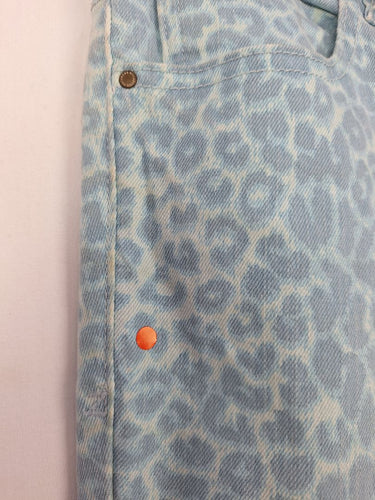 Second-Hand - Billabong Aquamarine Leopard Skinny Jeans Size 10 - SwapUp