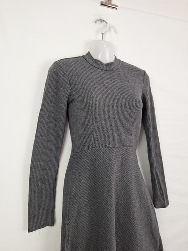 Second-Hand - Witchery Grey Ribbed Mock Neck Mini Dress Size 6 - SwapUp