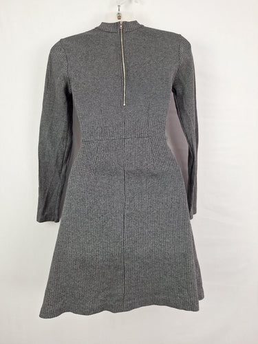 Second-Hand - Witchery Grey Ribbed Mock Neck Mini Dress Size 6 - SwapUp
