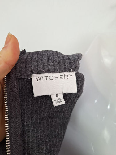 Second-Hand - Witchery Grey Ribbed Mock Neck Mini Dress Size 6 - SwapUp
