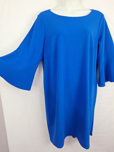 Second-Hand - Calvin Klein Vibrant Blue Flared Sleeve Midi Dress Size XXXL - SwapUp