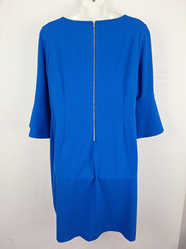 Second-Hand - Calvin Klein Vibrant Blue Flared Sleeve Midi Dress Size XXXL - SwapUp
