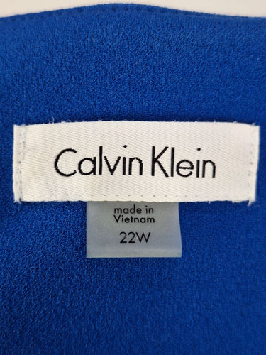 Second-Hand - Calvin Klein Vibrant Blue Flared Sleeve Midi Dress Size XXXL - SwapUp