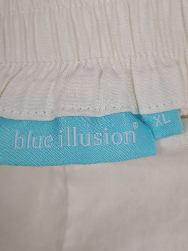 Second-Hand - Blue Illusion Crisp Light Linen Blend Pants Size XL - SwapUp