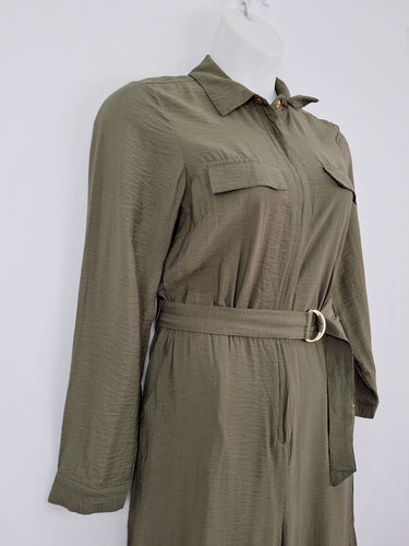 Second-Hand - French Connection Olive Zip Front Everyday Jumpsuit Size 12 - SwapUp